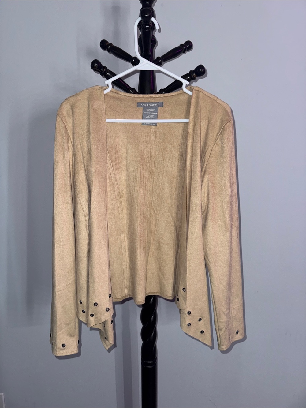Let’s Rodeo - Kate & Mallory Neutral Suede-Look Open Front Jacket